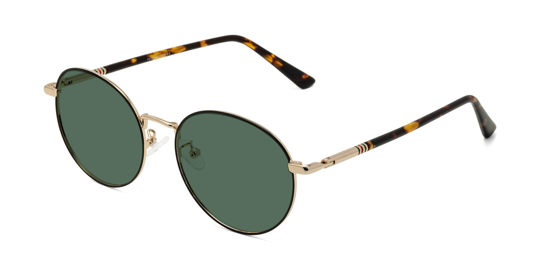 Angle of Talla in Charcoal Green-Rose Gold with Green Polarized Lenses