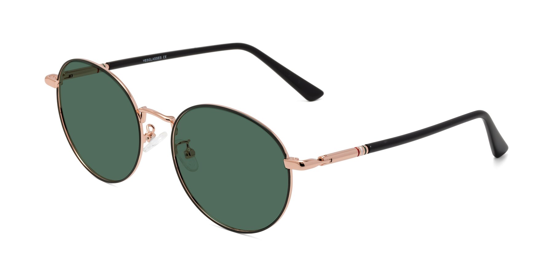 Angle of Talla in Charcoal Green-Rose Gold with Green Polarized Lenses