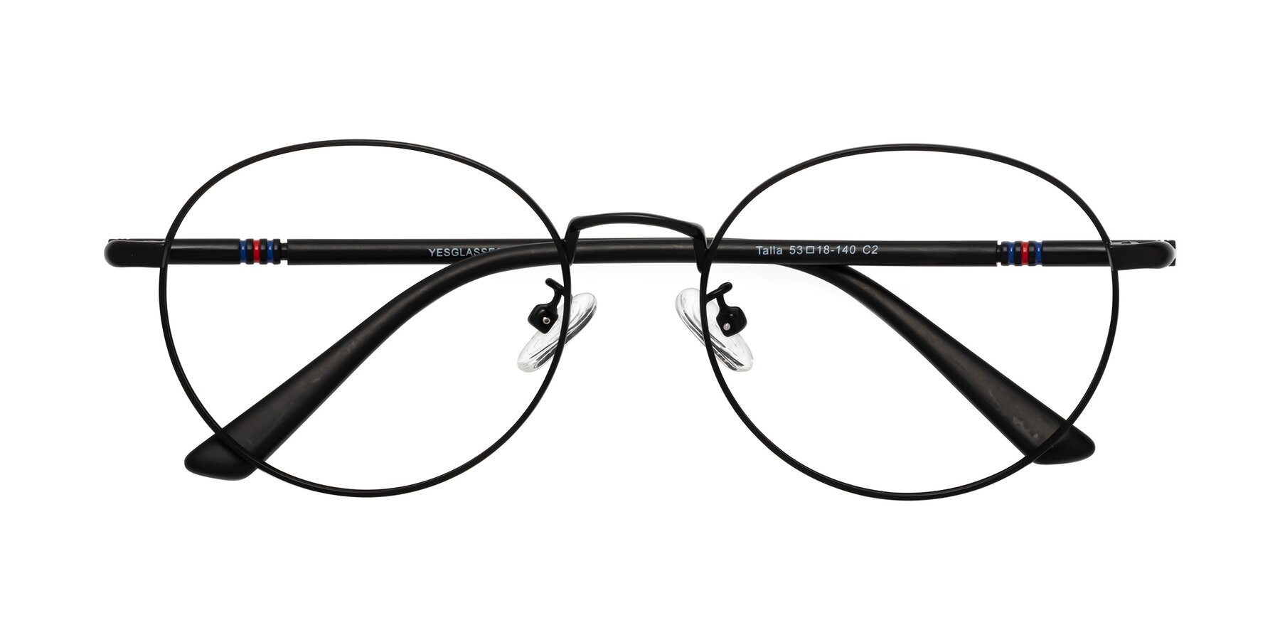 Folded Front of Talla in Matte Black with Clear Eyeglass Lenses