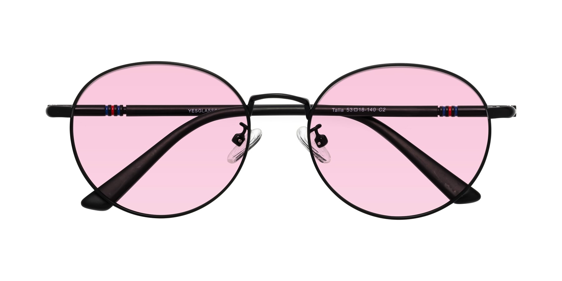 Folded Front of Talla in Matte Black with Light Pink Tinted Lenses