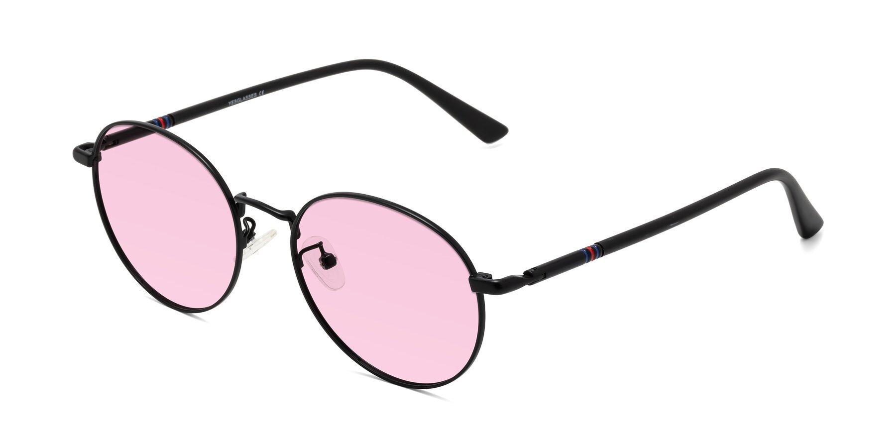 Angle of Talla in Matte Black with Light Pink Tinted Lenses