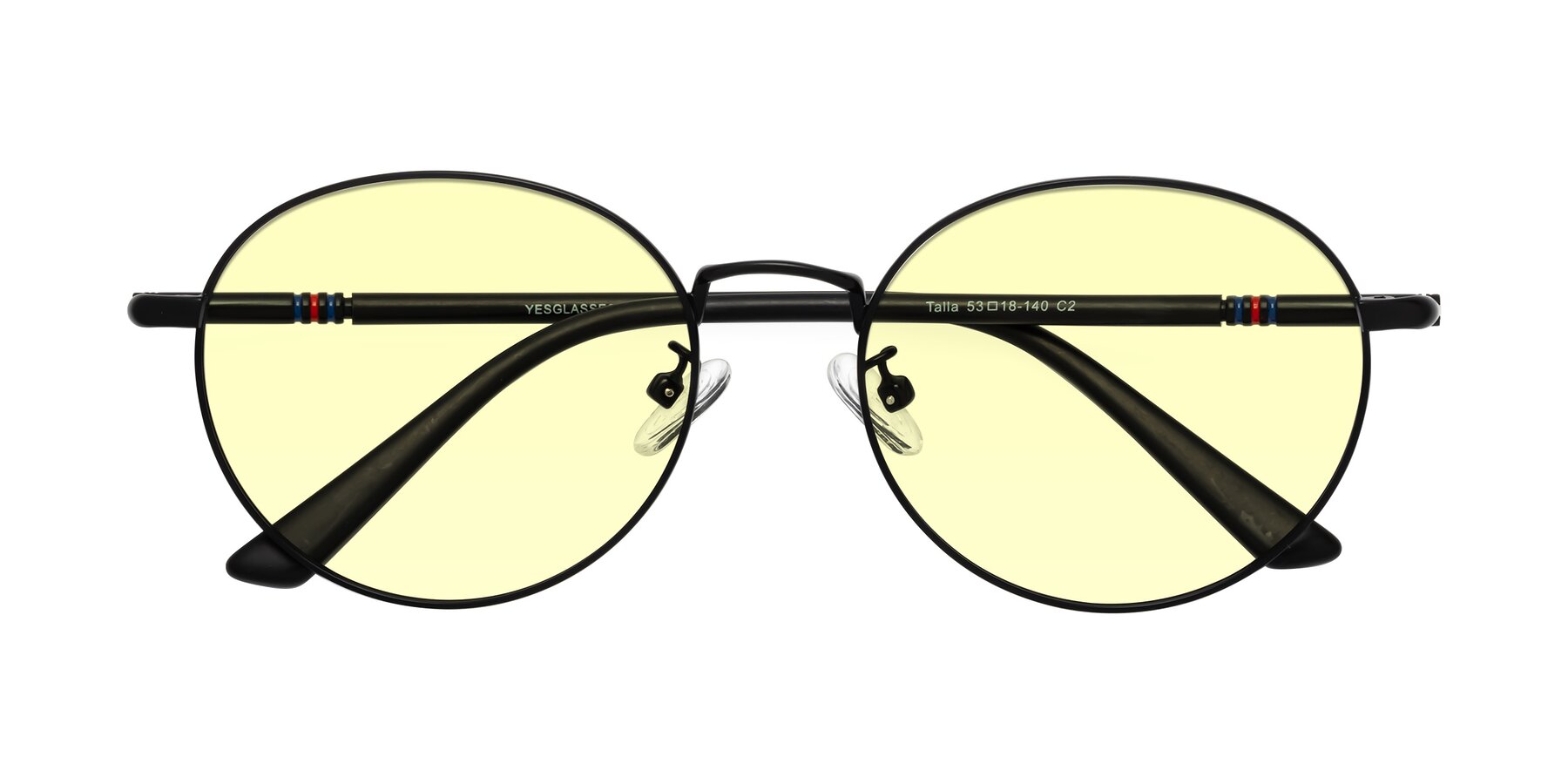 Folded Front of Talla in Matte Black with Light Yellow Tinted Lenses