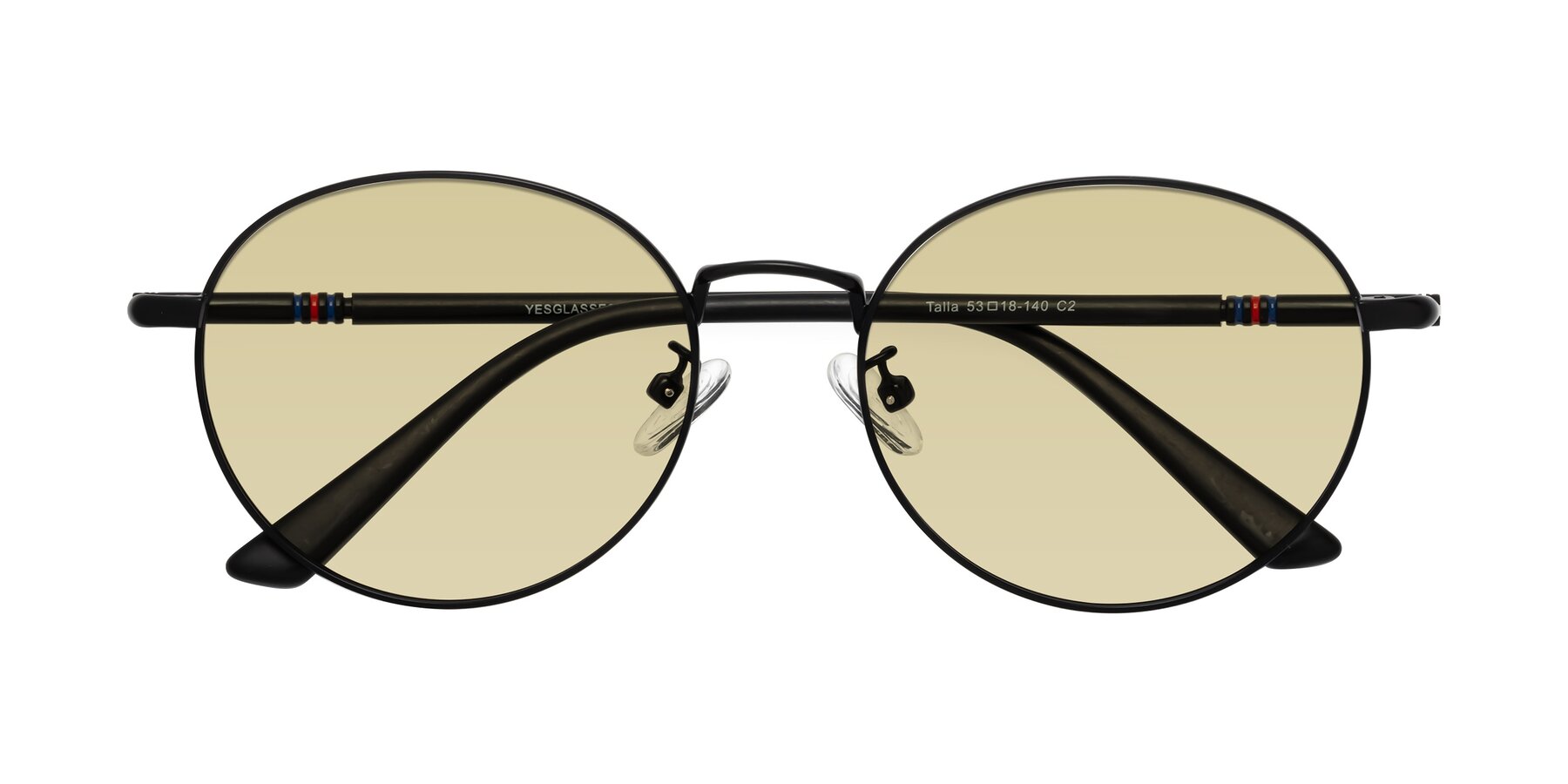 Folded Front of Talla in Matte Black with Light Champagne Tinted Lenses