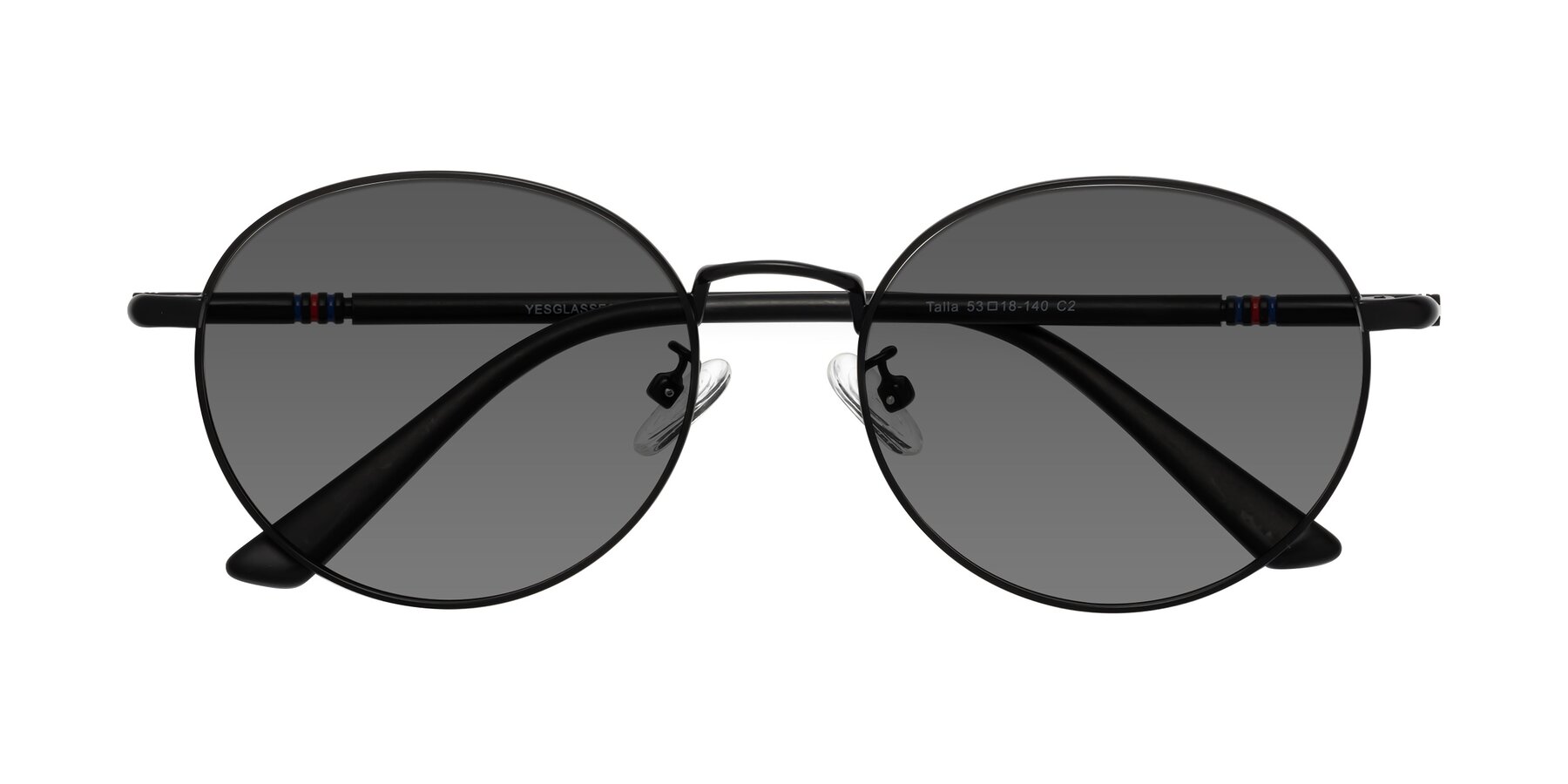 Folded Front of Talla in Matte Black with Medium Gray Tinted Lenses