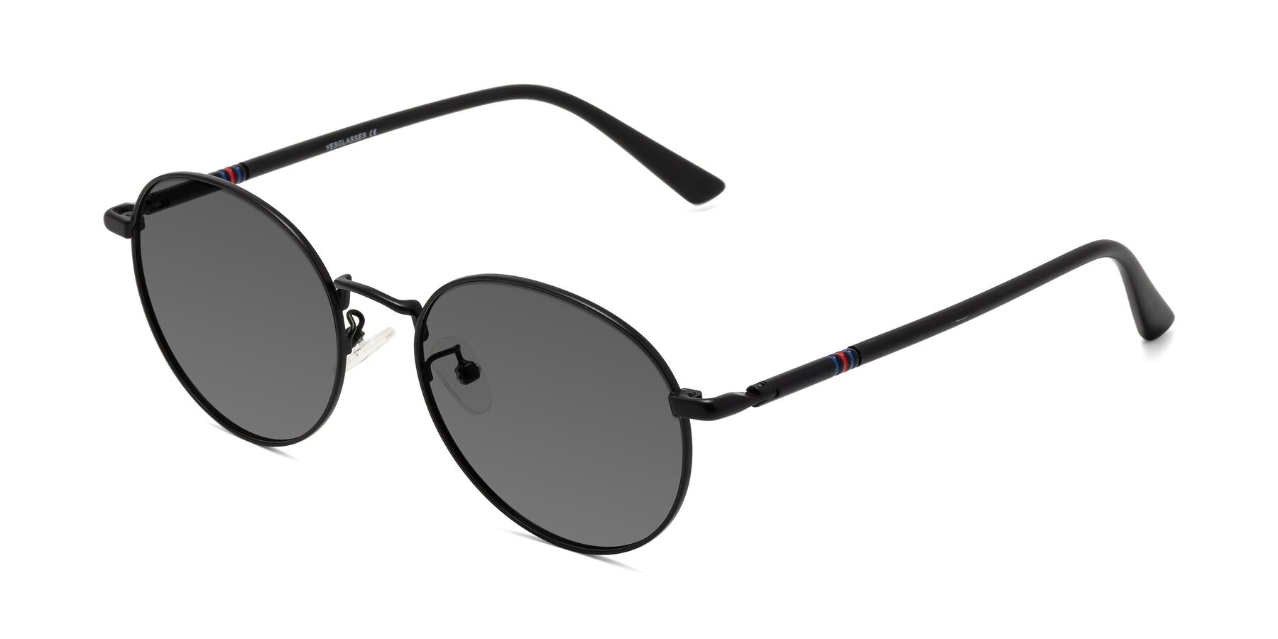 Angle of Talla in Matte Black with Medium Gray Tinted Lenses