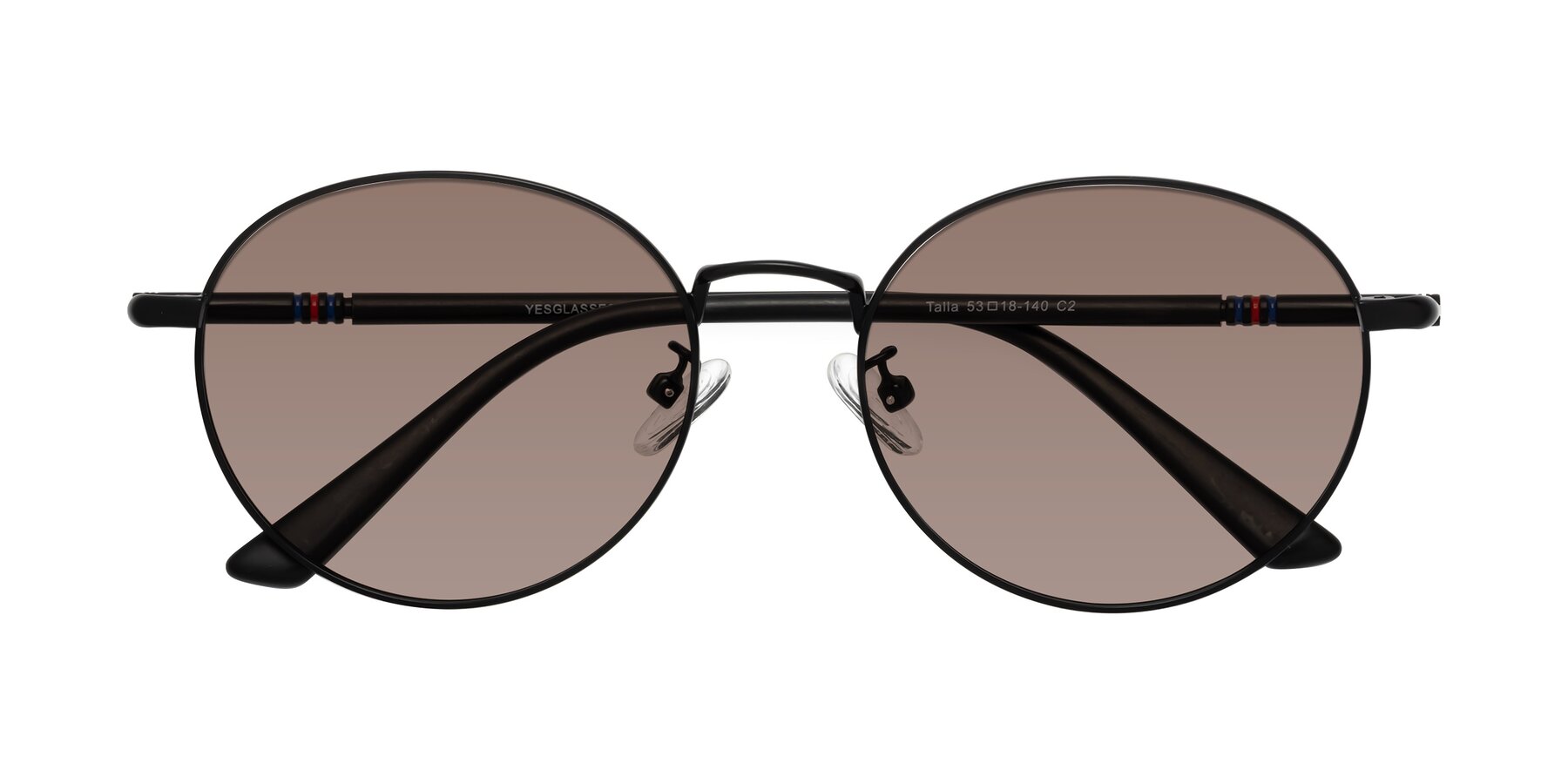 Folded Front of Talla in Matte Black with Medium Brown Tinted Lenses