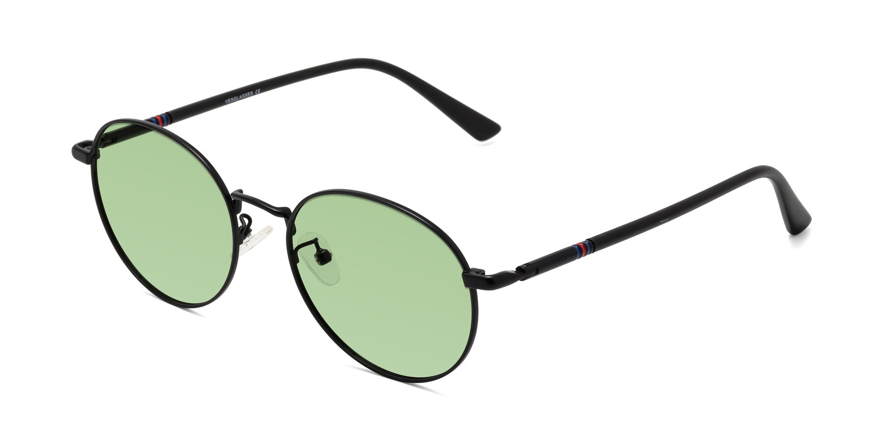 Angle of Talla in Matte Black with Medium Green Tinted Lenses