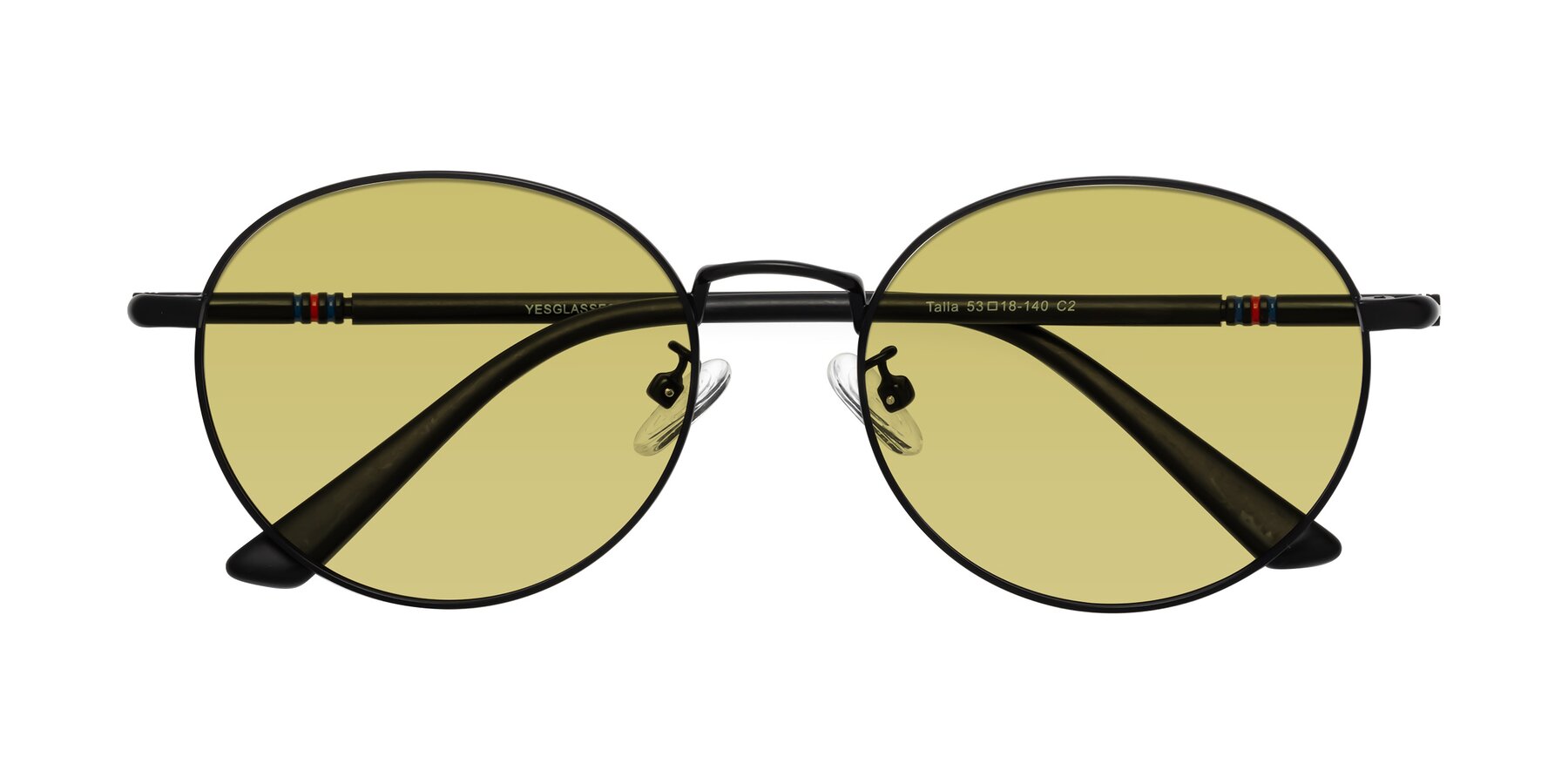 Folded Front of Talla in Matte Black with Medium Champagne Tinted Lenses