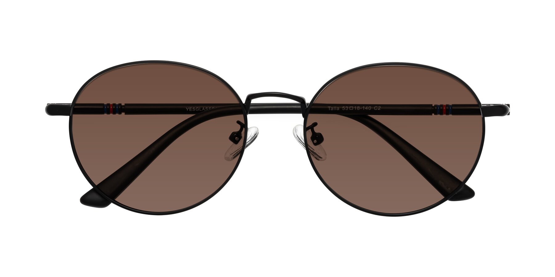 Folded Front of Talla in Matte Black with Brown Tinted Lenses