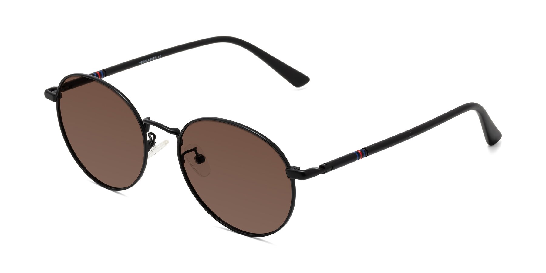 Angle of Talla in Matte Black with Brown Tinted Lenses