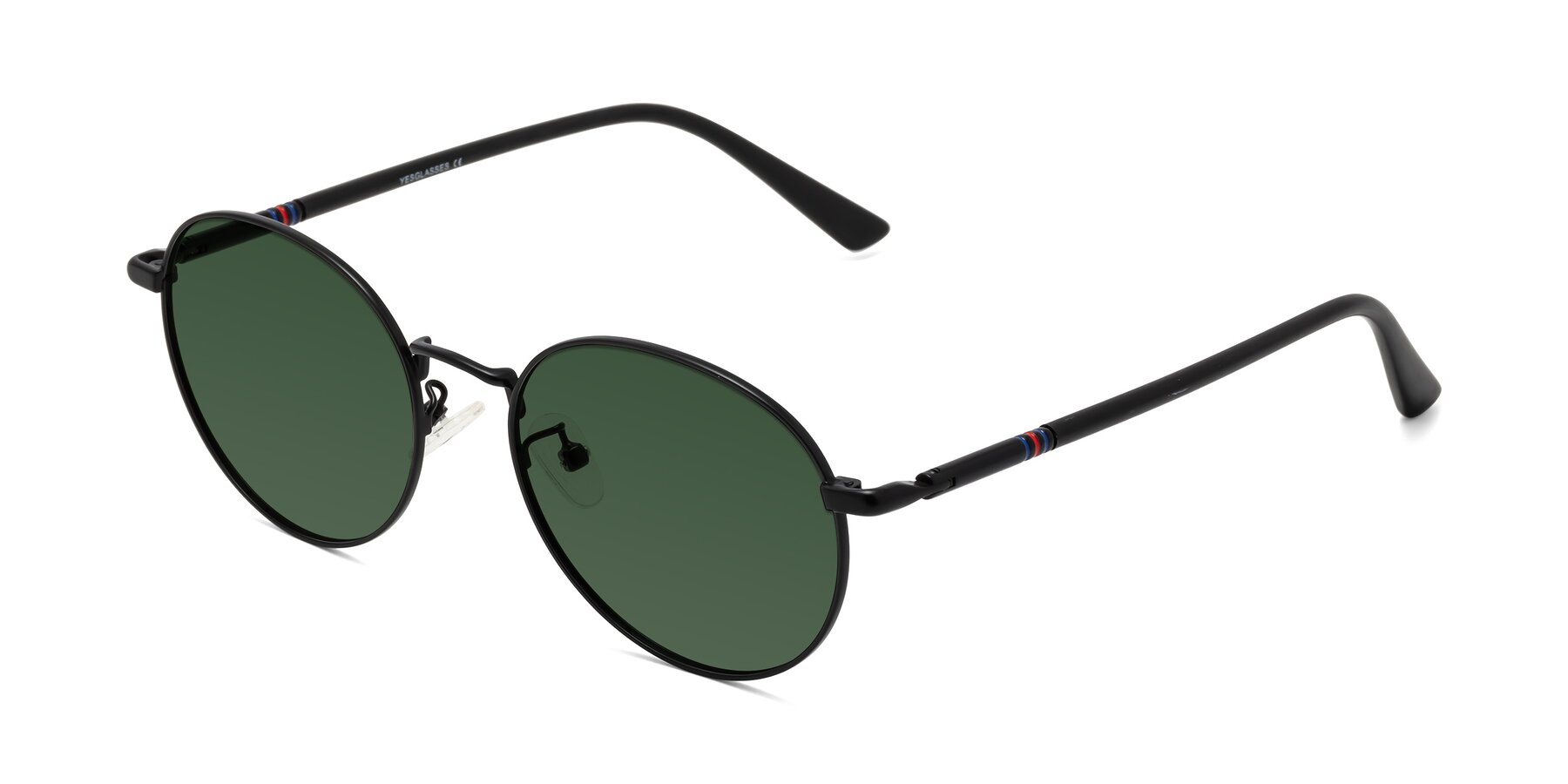 Angle of Talla in Matte Black with Green Tinted Lenses