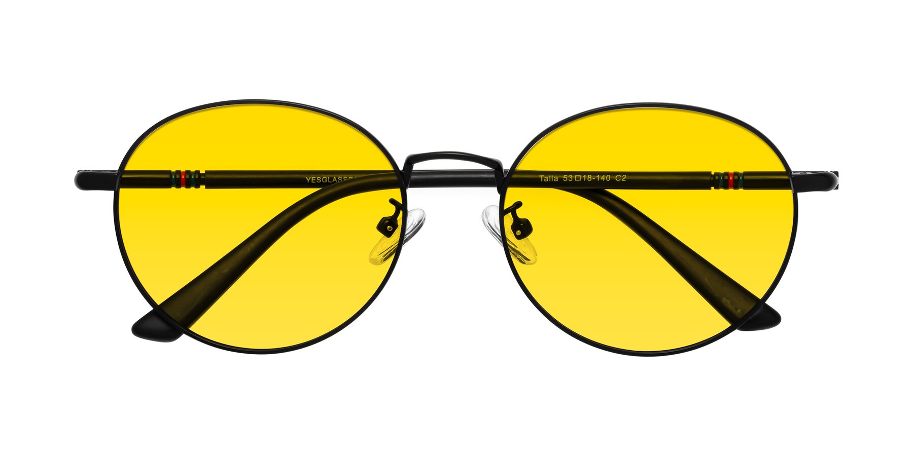 Folded Front of Talla in Matte Black with Yellow Tinted Lenses