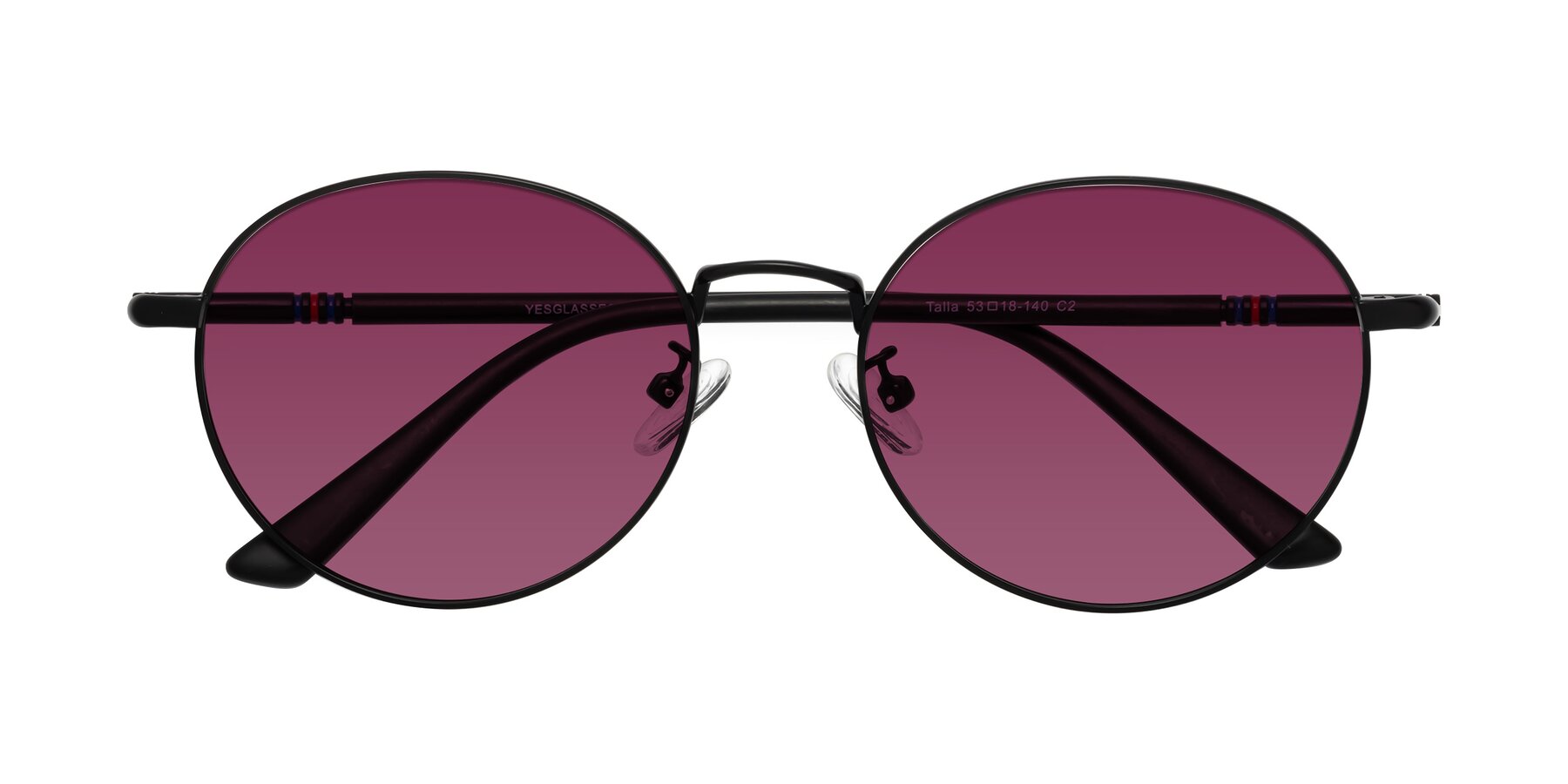 Folded Front of Talla in Matte Black with Wine Tinted Lenses