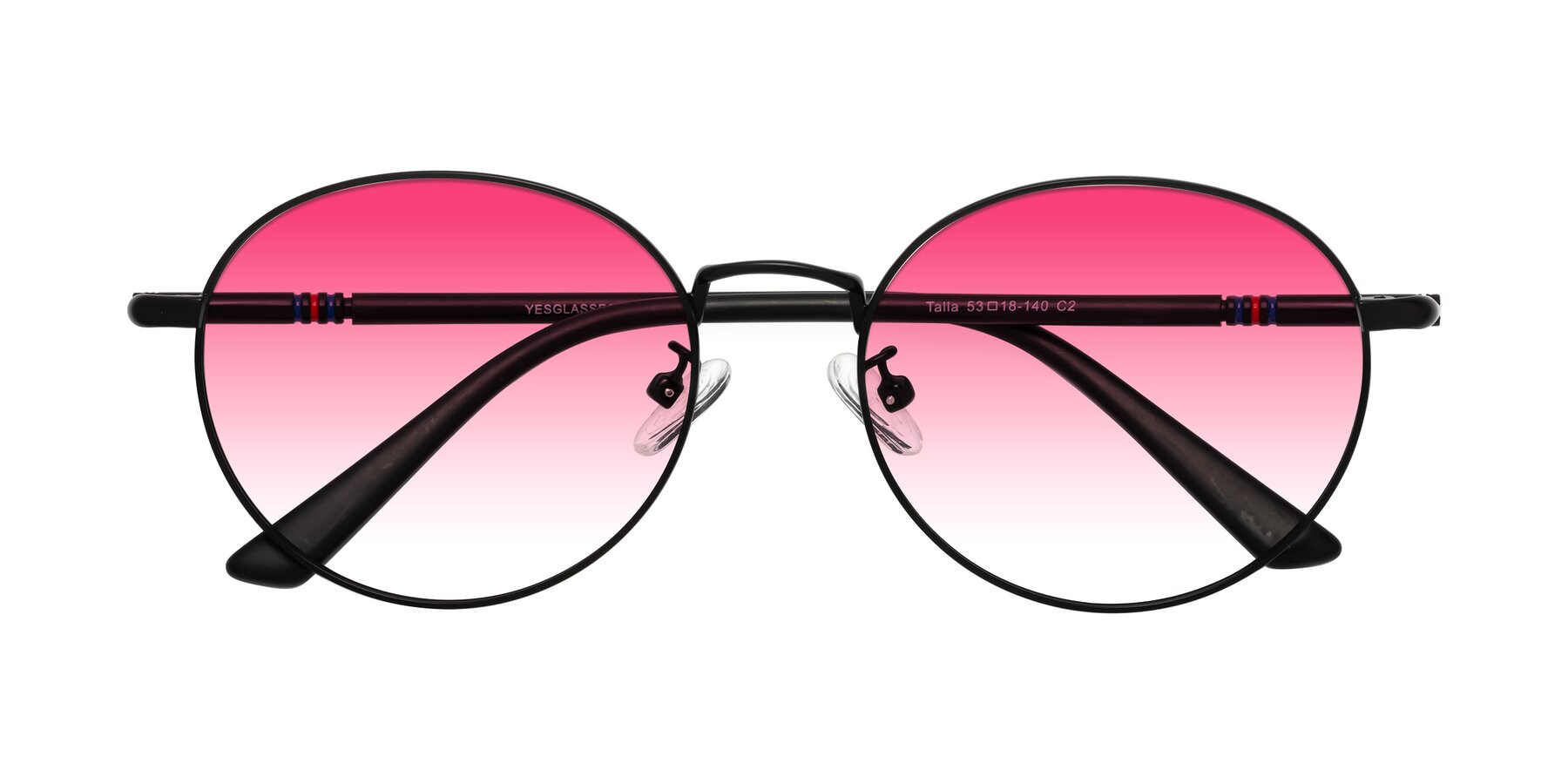 Folded Front of Talla in Matte Black with Pink Gradient Lenses