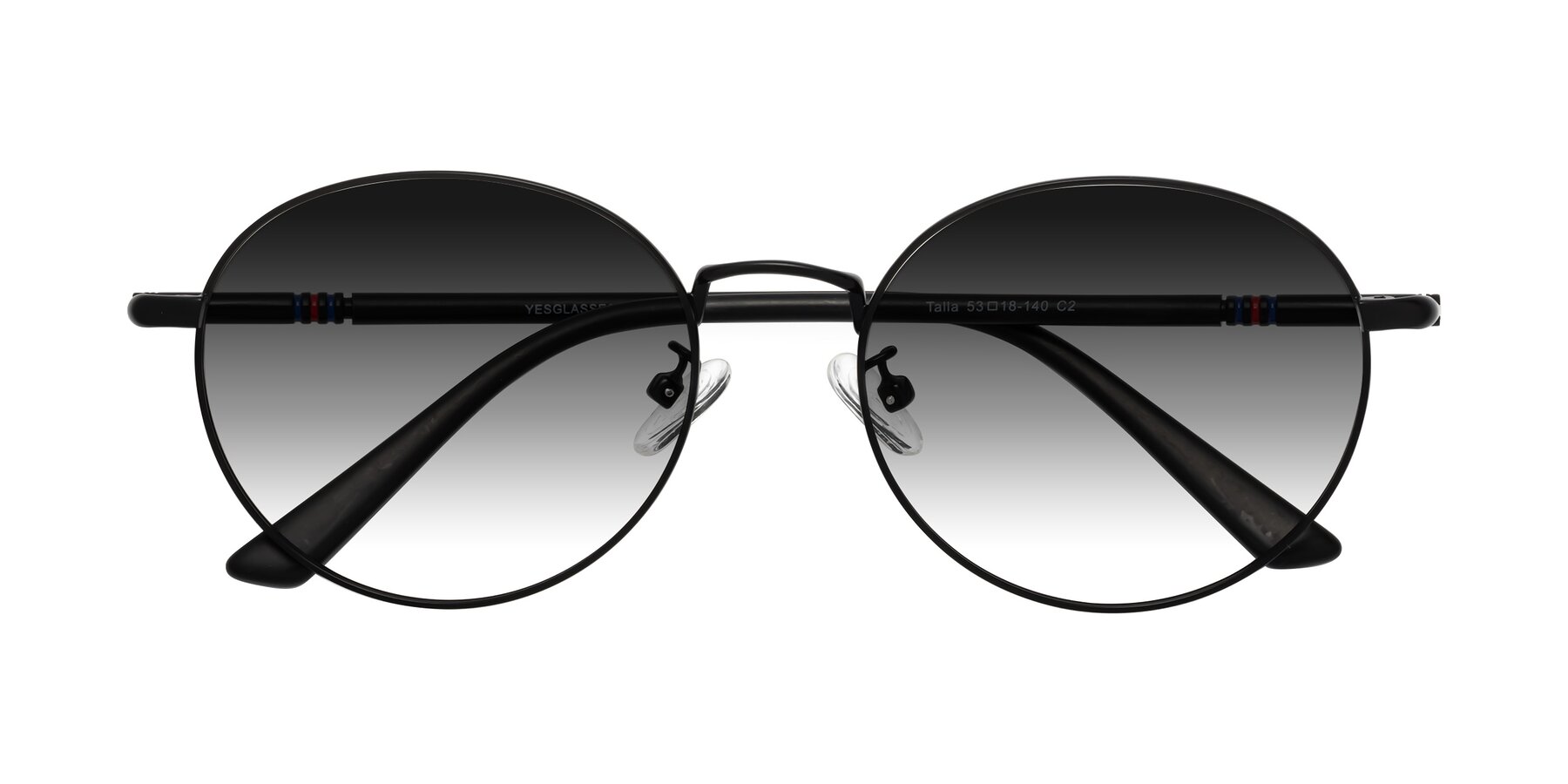 Folded Front of Talla in Matte Black with Gray Gradient Lenses