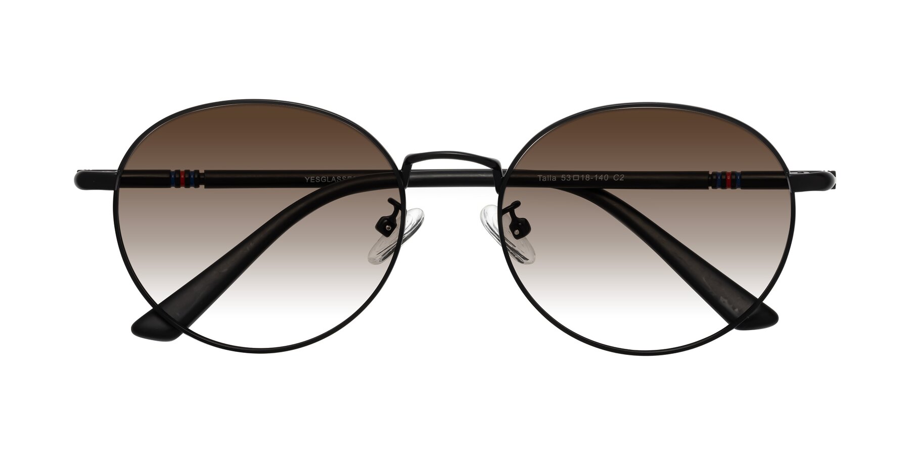 Folded Front of Talla in Matte Black with Brown Gradient Lenses