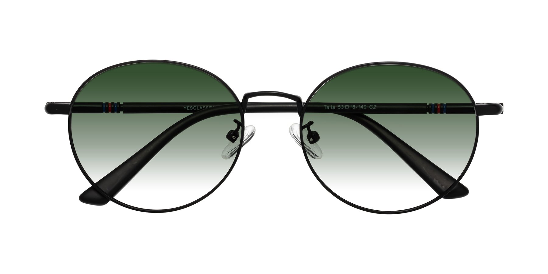 Folded Front of Talla in Matte Black with Green Gradient Lenses