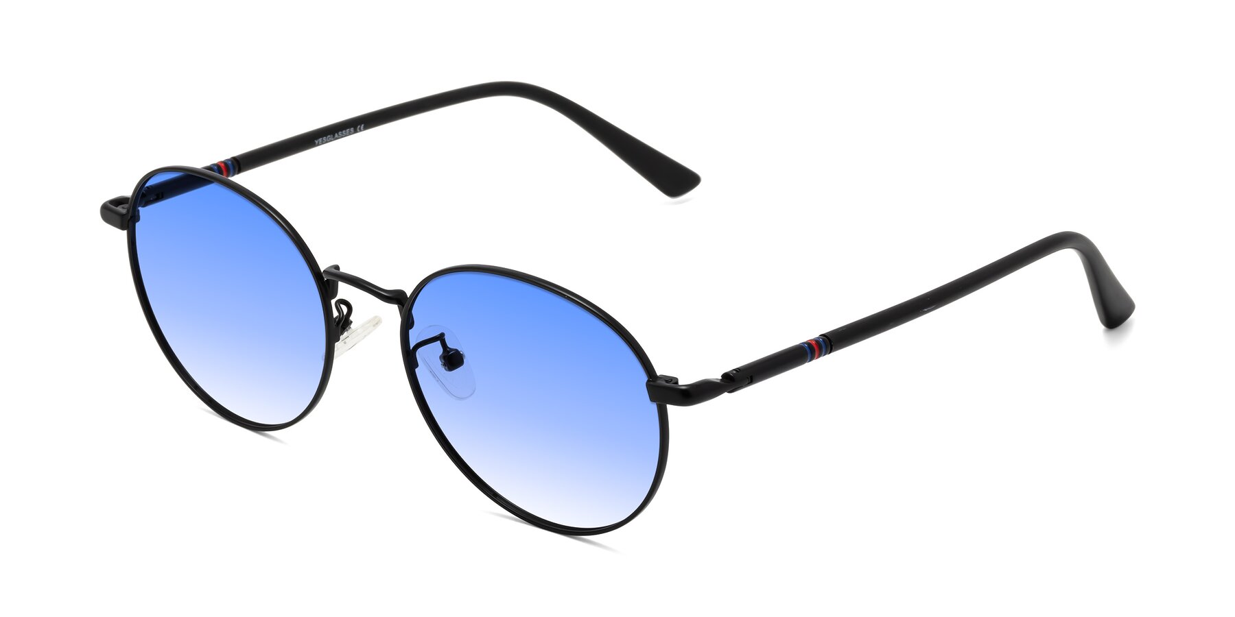 Angle of Talla in Matte Black with Blue Gradient Lenses