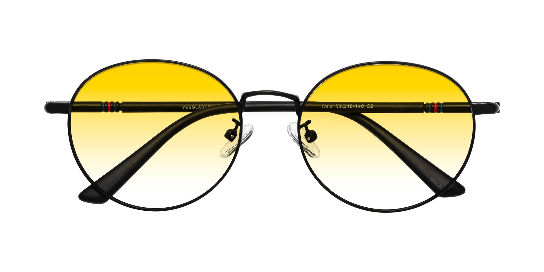 Folded Front of Talla in Matte Black with Yellow Gradient Lenses