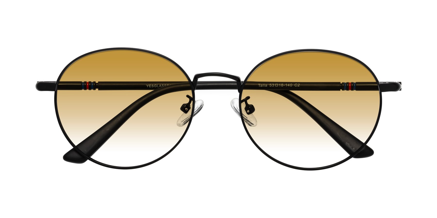 Folded Front of Talla in Matte Black with Champagne Gradient Lenses