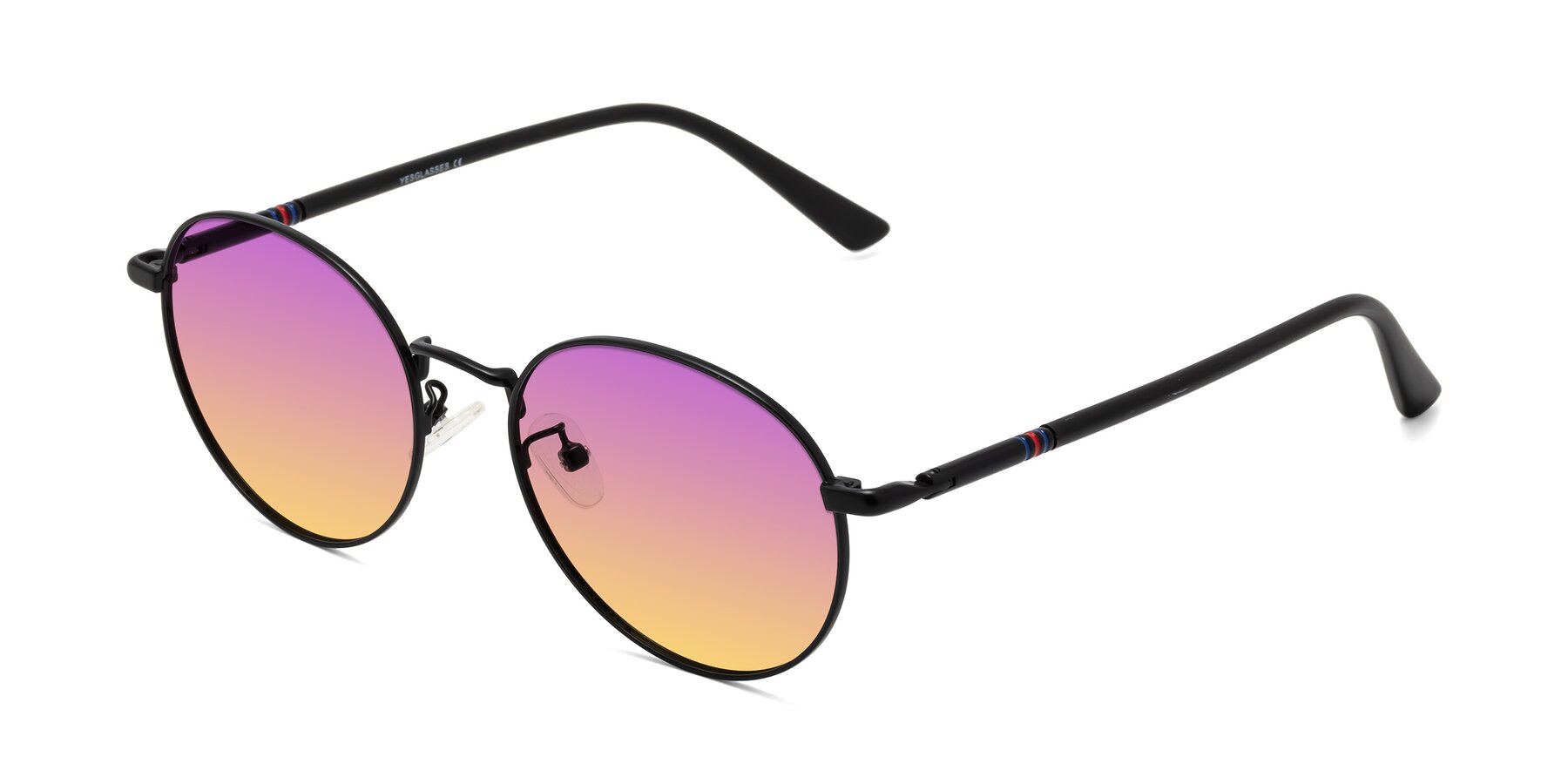 Angle of Talla in Matte Black with Purple / Yellow Gradient Lenses