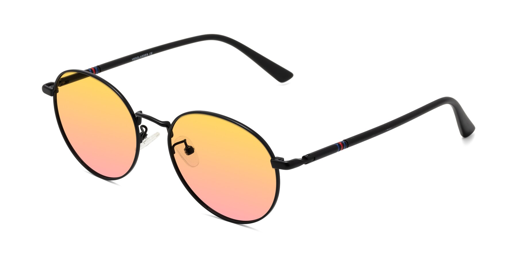 Angle of Talla in Matte Black with Yellow / Pink Gradient Lenses