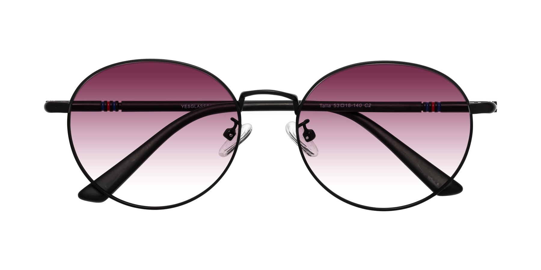 Folded Front of Talla in Matte Black with Wine Gradient Lenses