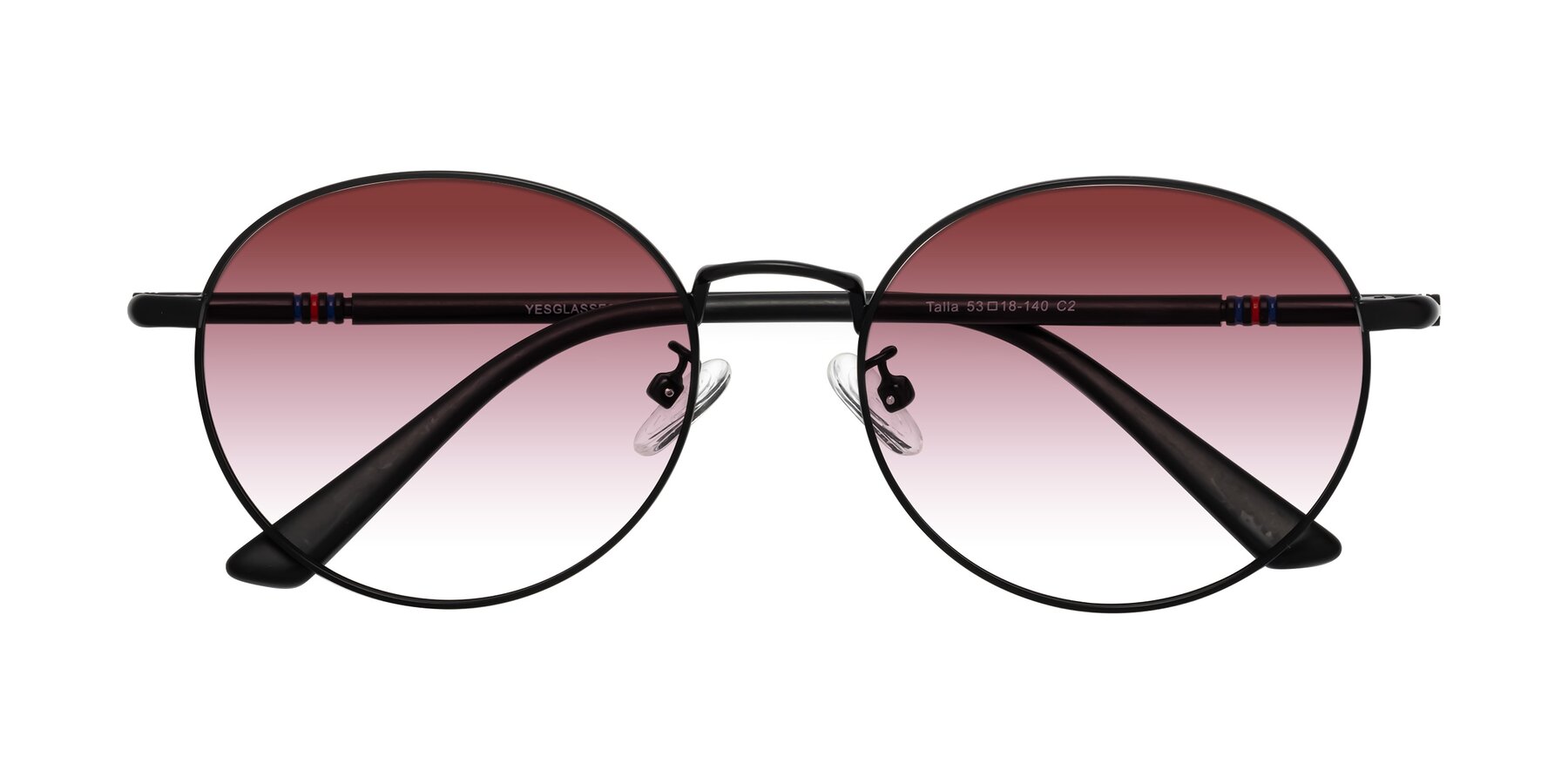 Folded Front of Talla in Matte Black with Garnet Gradient Lenses