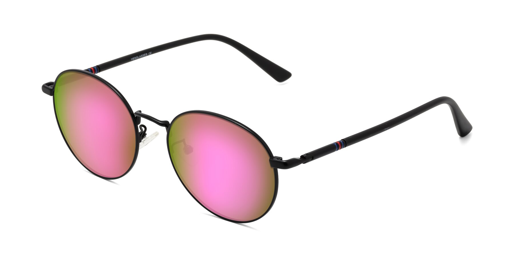 Angle of Talla in Matte Black with Pink Mirrored Lenses