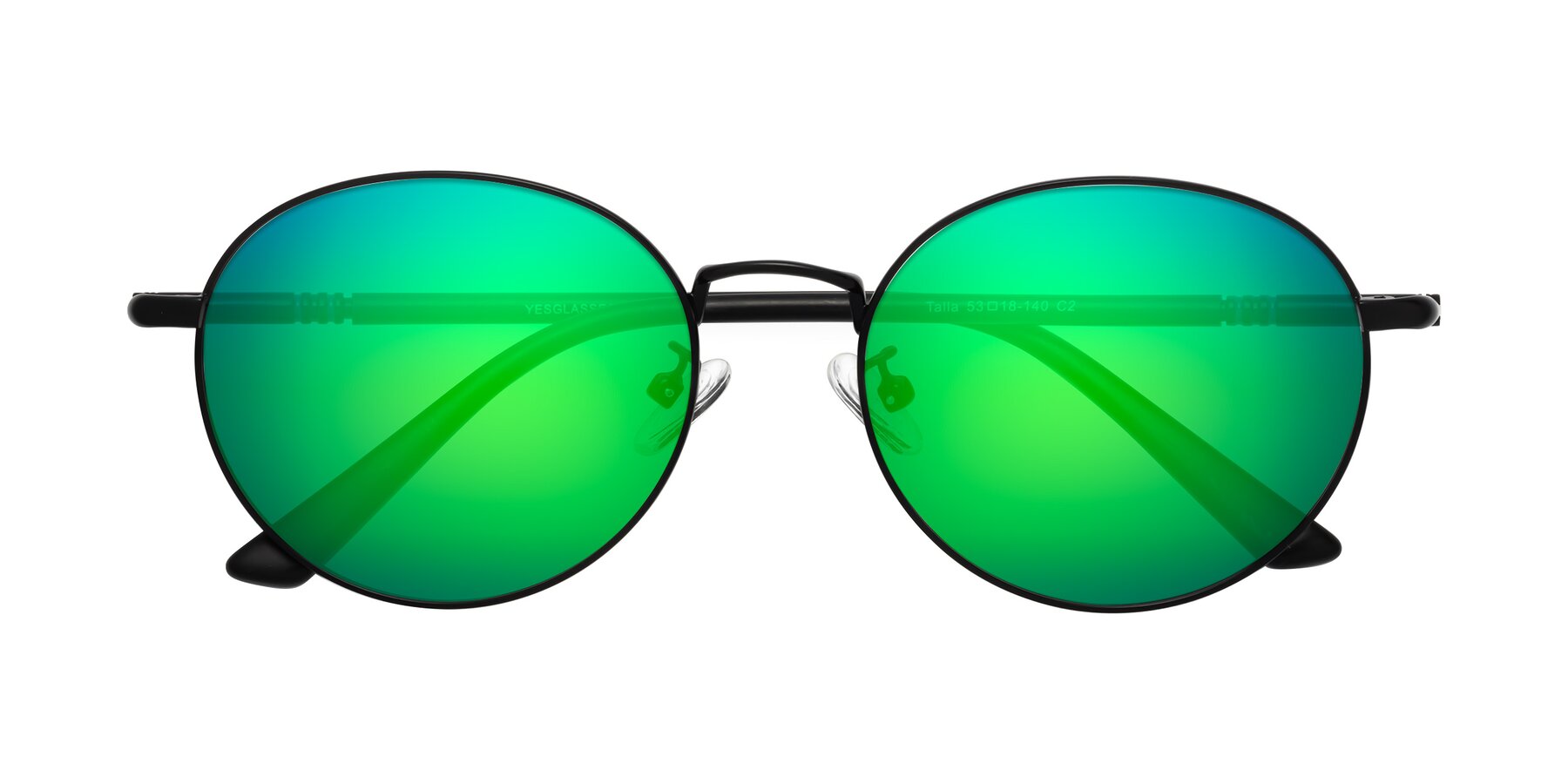 Folded Front of Talla in Matte Black with Green Mirrored Lenses