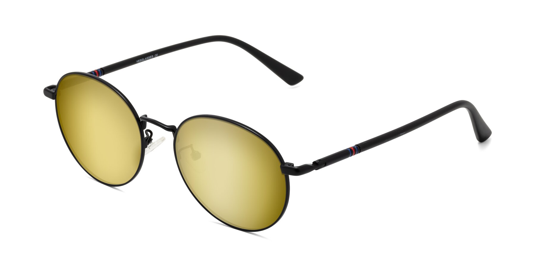 Angle of Talla in Matte Black with Gold Mirrored Lenses