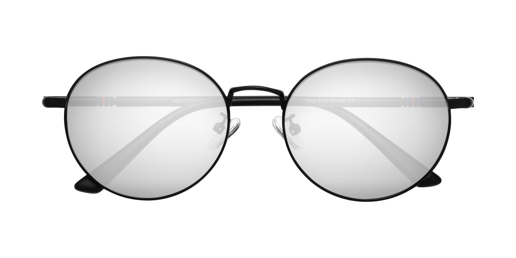 Folded Front of Talla in Matte Black with Silver Mirrored Lenses