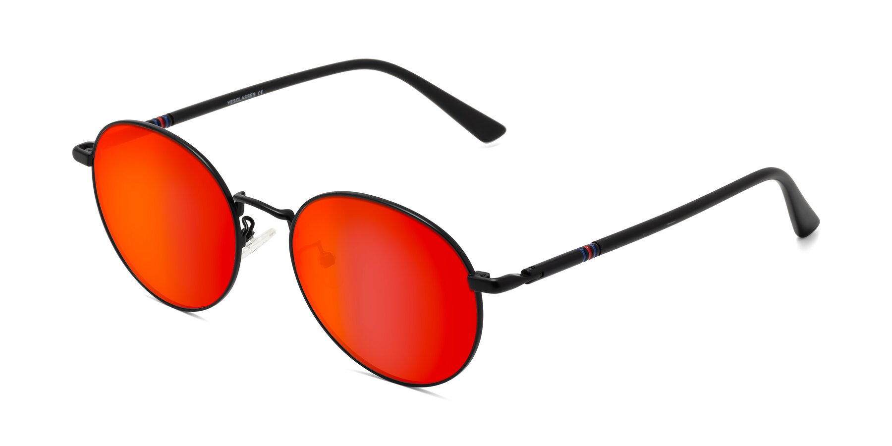 Angle of Talla in Matte Black with Red Gold Mirrored Lenses