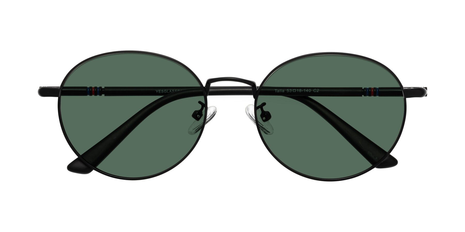 Folded Front of Talla in Matte Black with Green Polarized Lenses