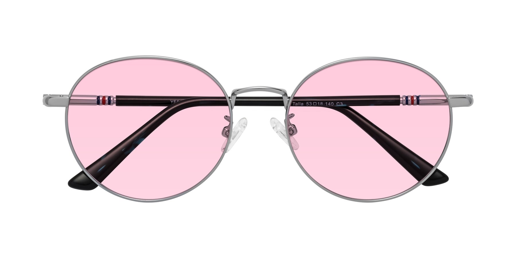 Folded Front of Talla in Silver with Light Pink Tinted Lenses