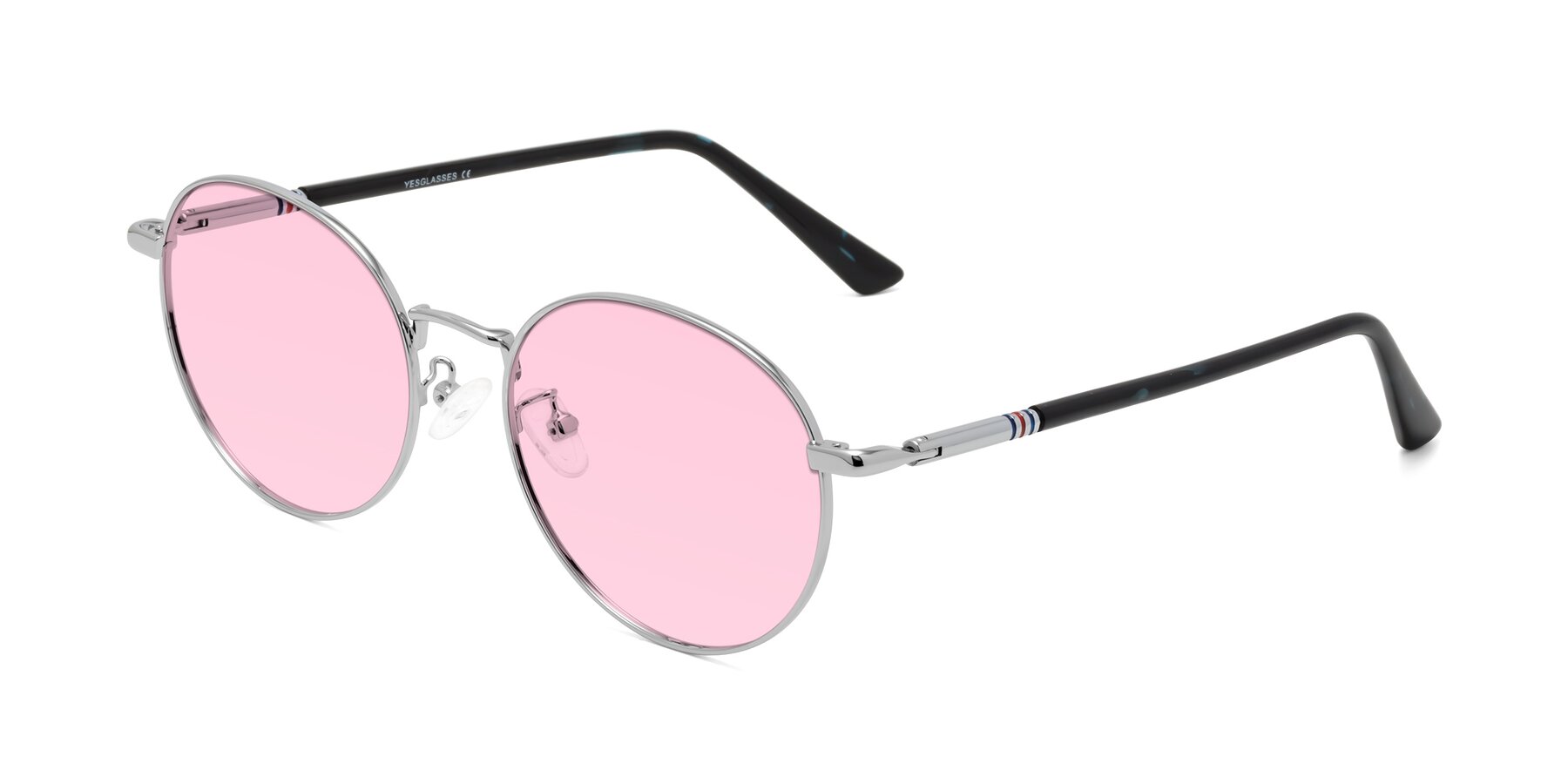 Angle of Talla in Silver with Light Pink Tinted Lenses