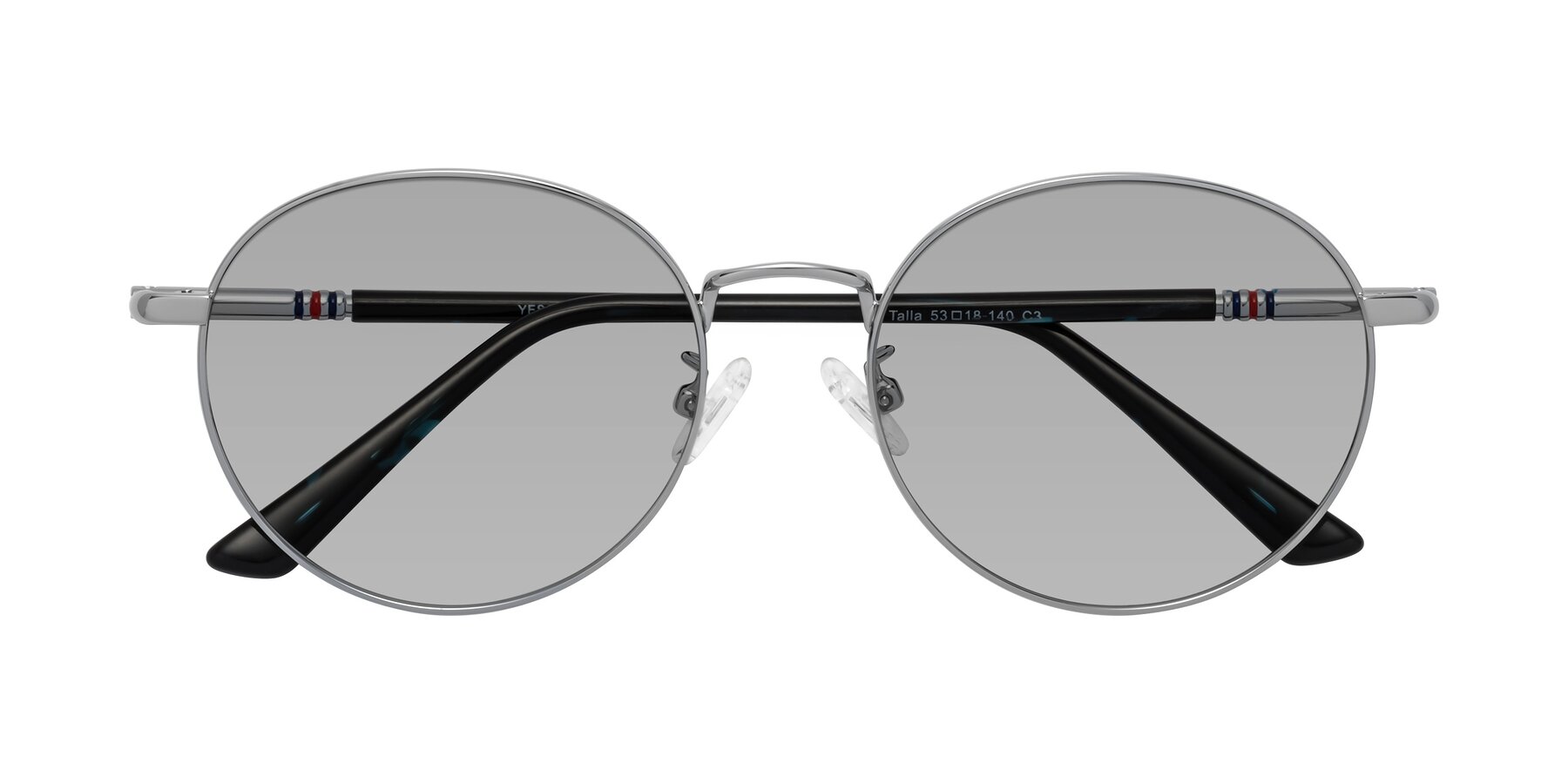 Folded Front of Talla in Silver with Light Gray Tinted Lenses