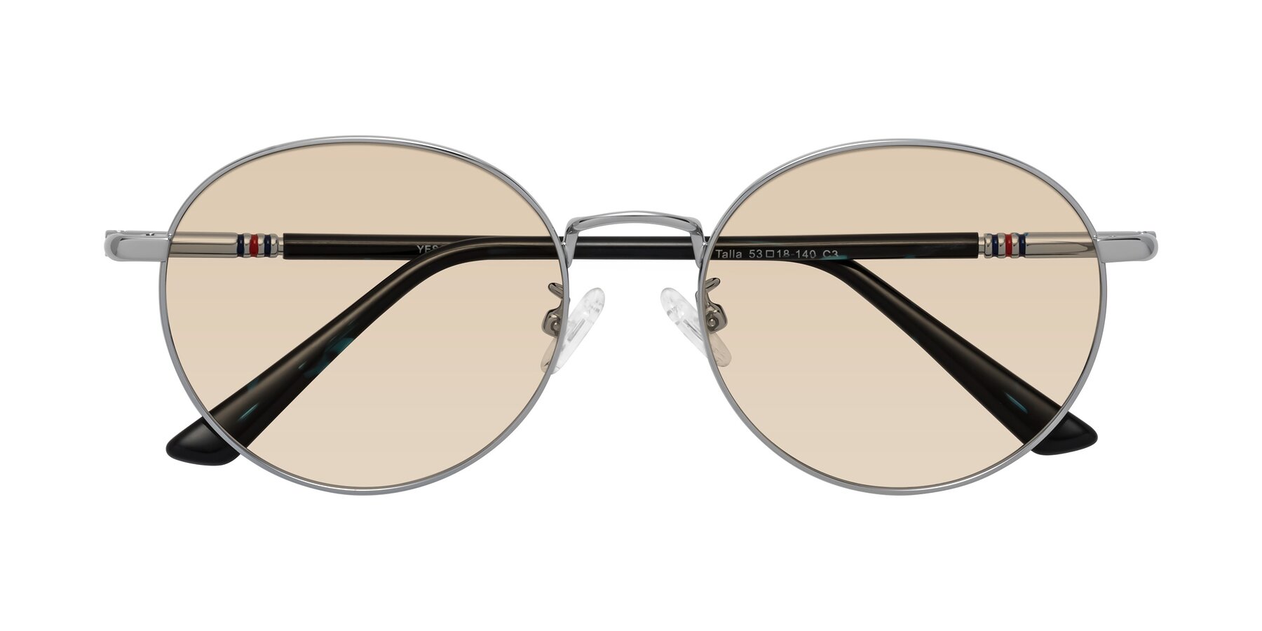 Folded Front of Talla in Silver with Light Brown Tinted Lenses