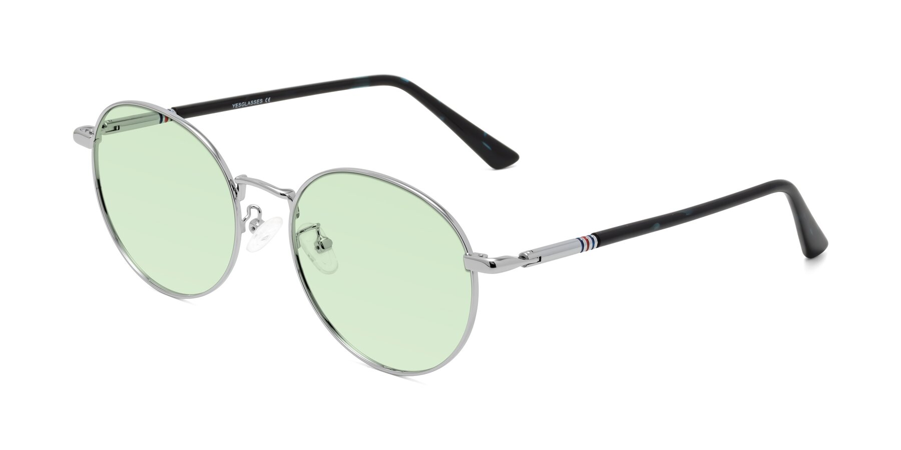 Angle of Talla in Silver with Light Green Tinted Lenses