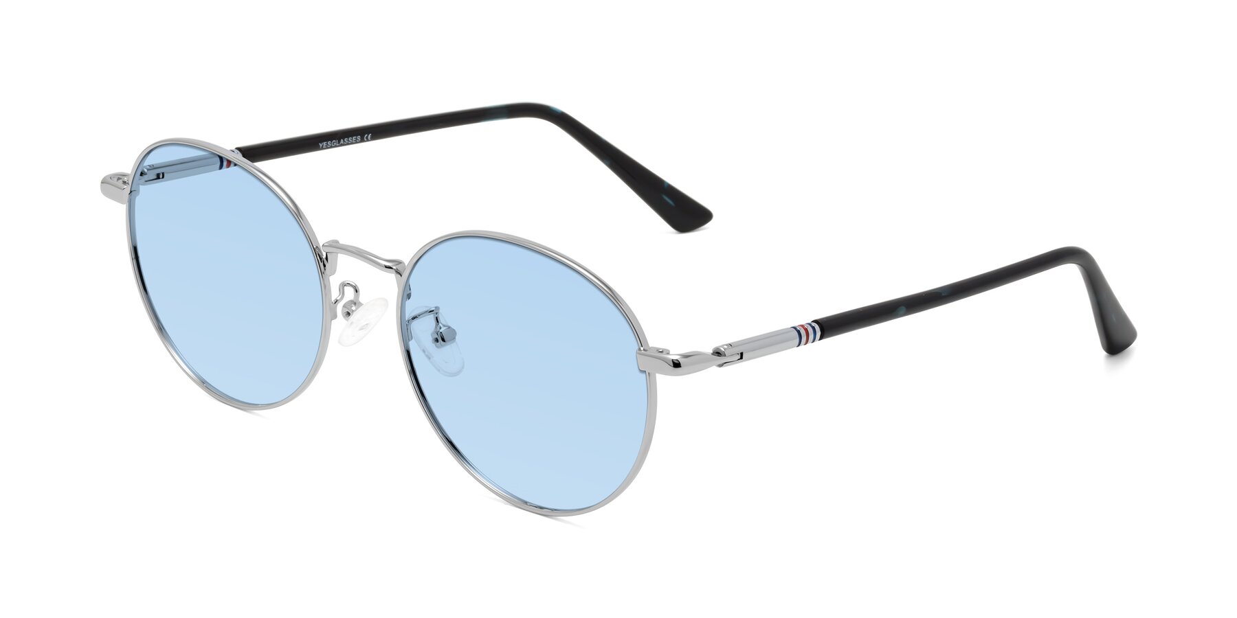 Angle of Talla in Silver with Light Blue Tinted Lenses