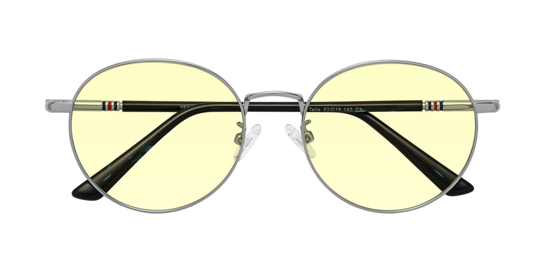 Folded Front of Talla in Silver with Light Yellow Tinted Lenses