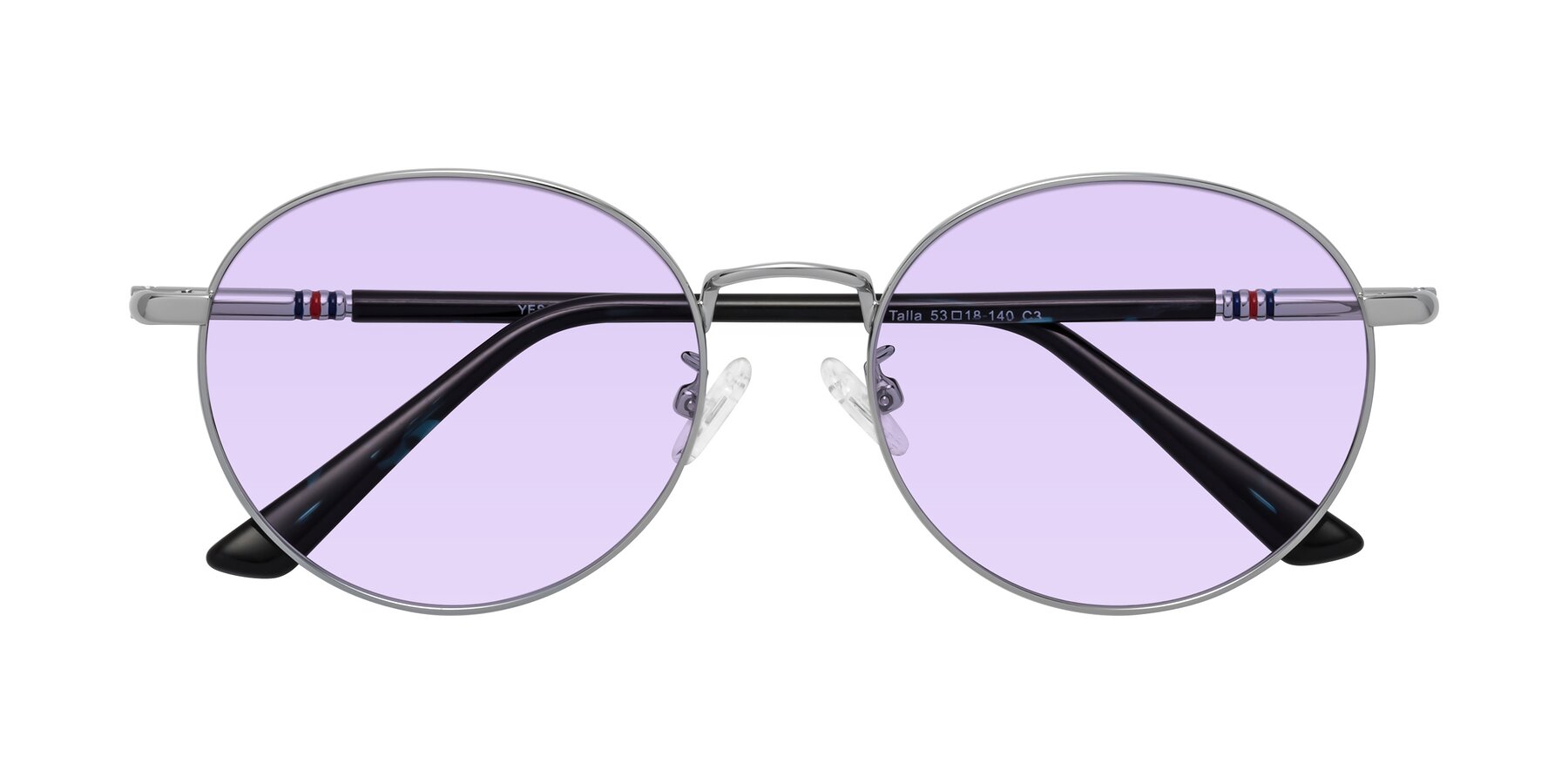 Folded Front of Talla in Silver with Light Purple Tinted Lenses