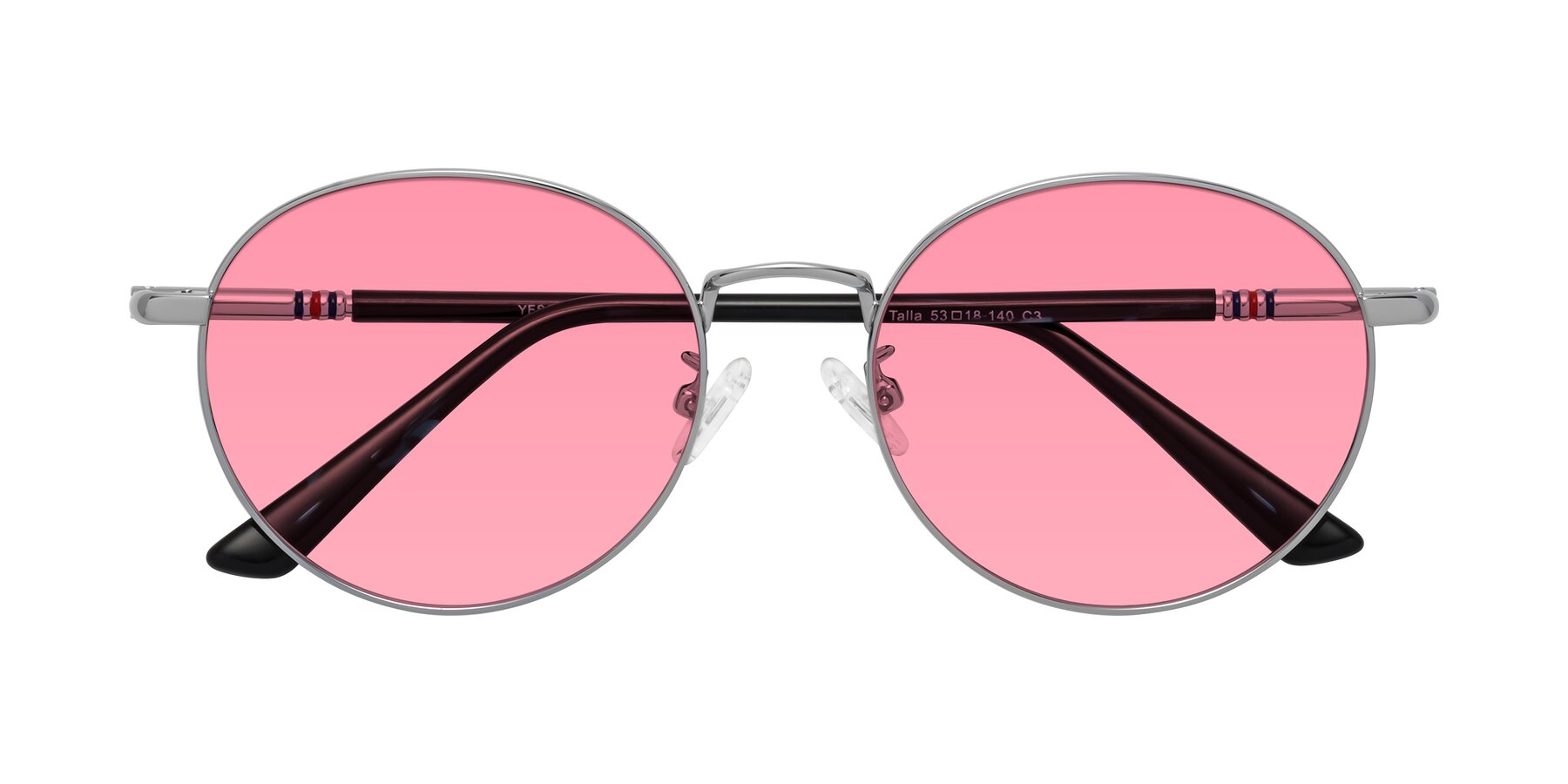 Folded Front of Talla in Silver with Pink Tinted Lenses