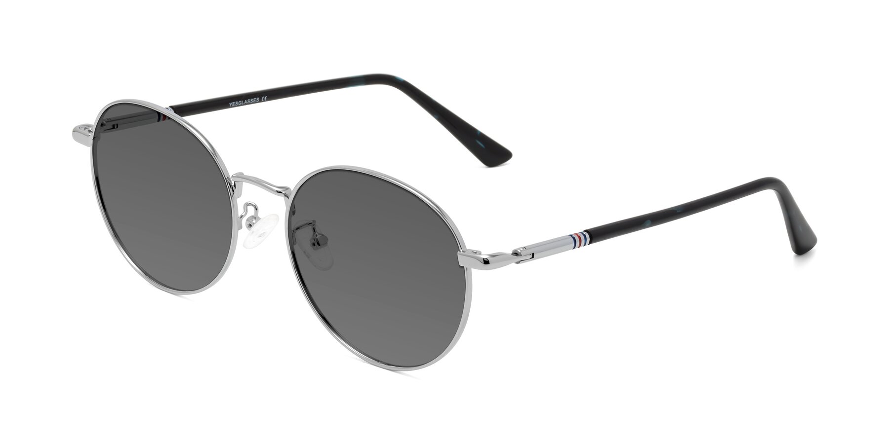 Angle of Talla in Silver with Medium Gray Tinted Lenses