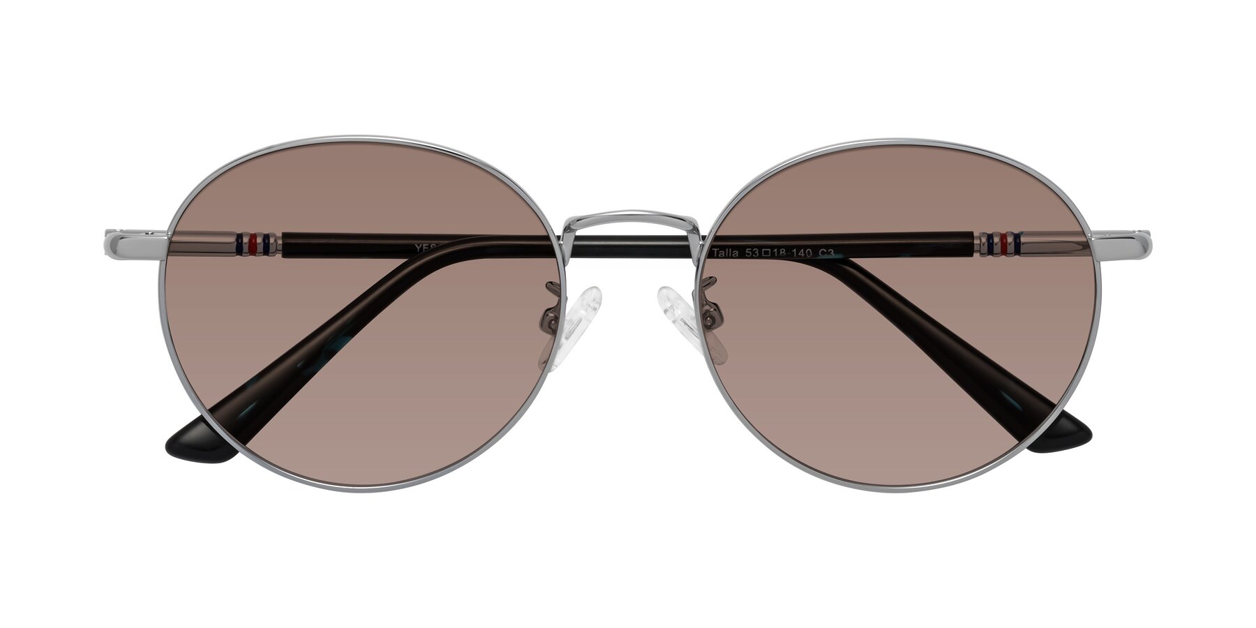 Folded Front of Talla in Silver with Medium Brown Tinted Lenses