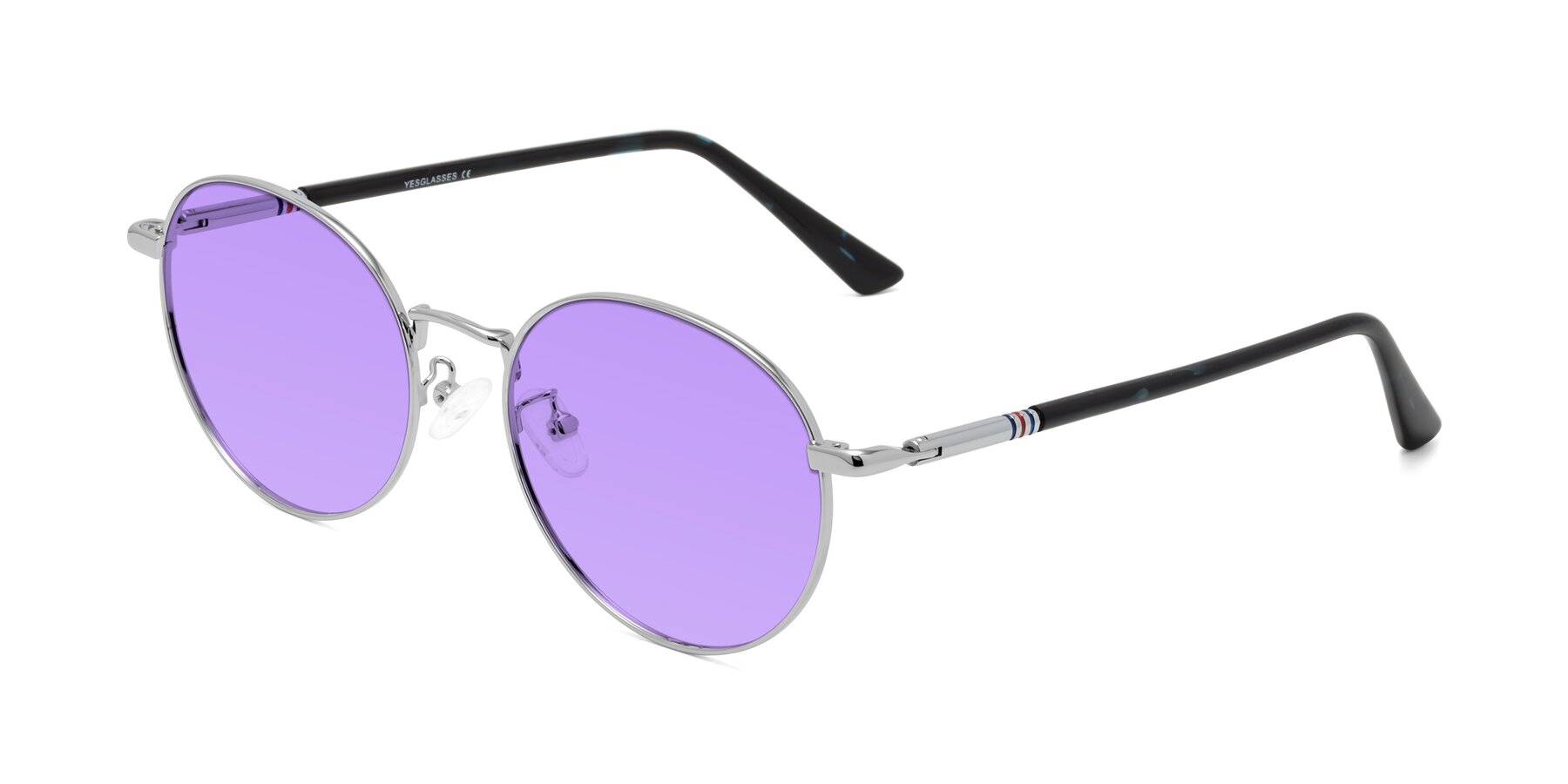 Angle of Talla in Silver with Medium Purple Tinted Lenses