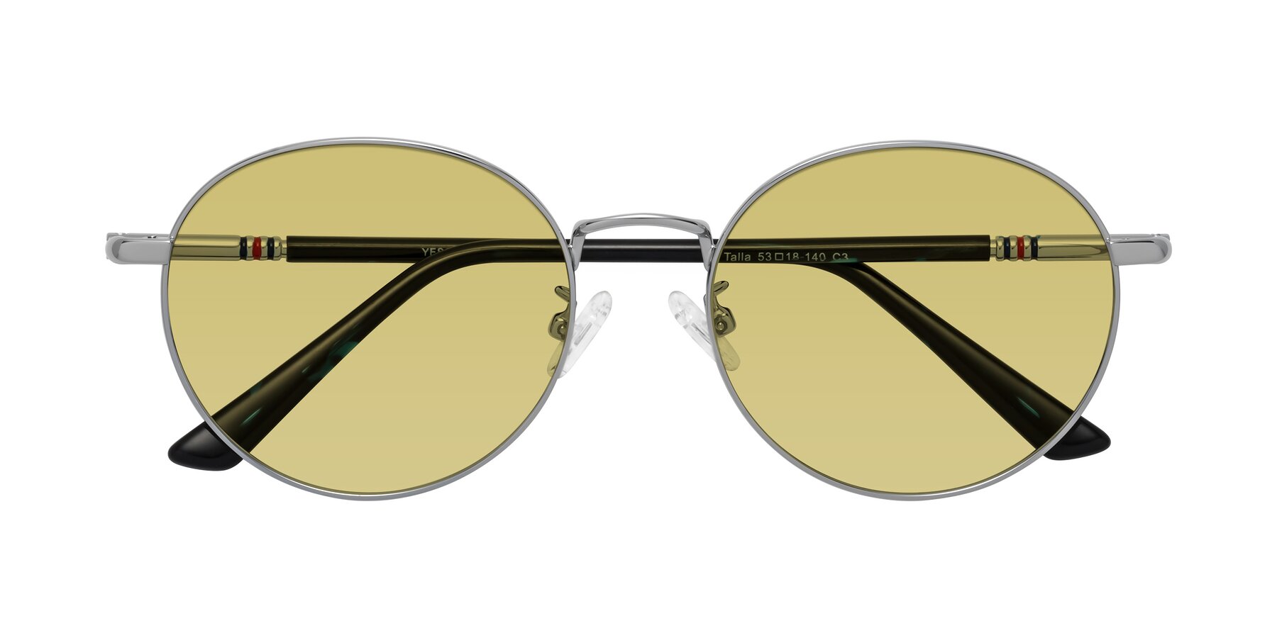 Folded Front of Talla in Silver with Medium Champagne Tinted Lenses