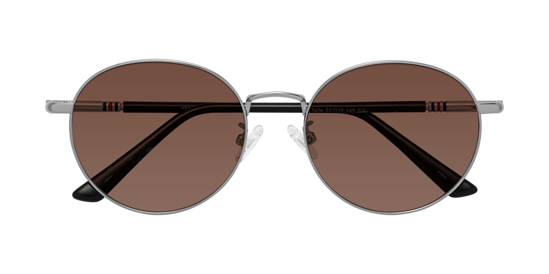 Folded Front of Talla in Silver with Brown Tinted Lenses