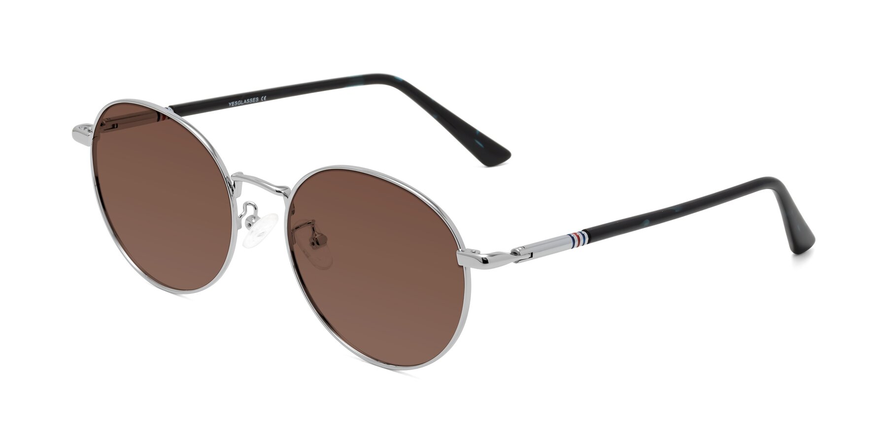 Angle of Talla in Silver with Brown Tinted Lenses