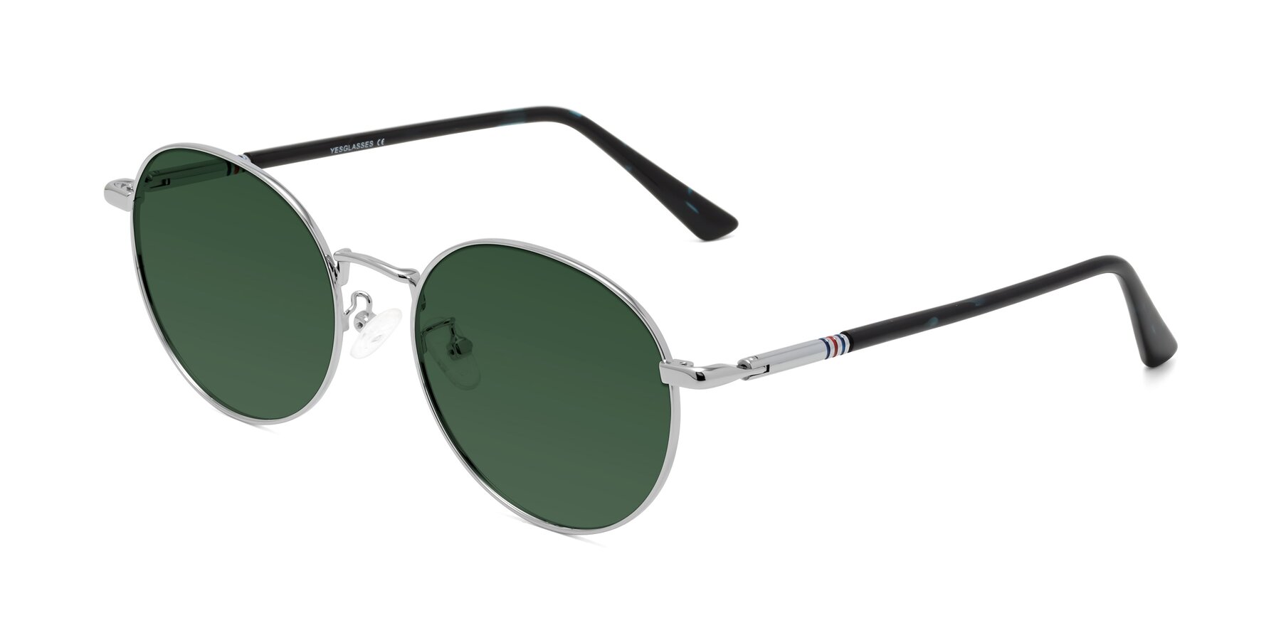 Angle of Talla in Silver with Green Tinted Lenses